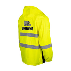 Cleveland Browns Hi-Vis Safety Waterproof Rainshell Full-Zip Hooded Jacket - Yellow Jackets