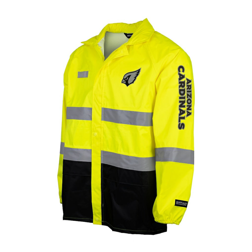 Arizona Cardinals Hi-Vis Safety Waterproof Rainshell Full-Zip Hooded Jacket - Yellow Jackets