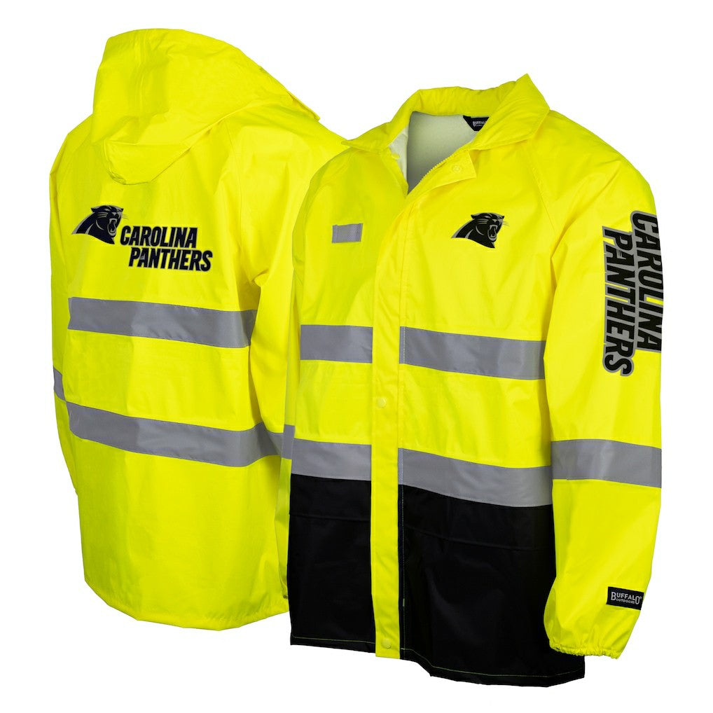Carolina Panthers Hi-Vis Safety Waterproof Rainshell Full-Zip Hooded Jacket - Yellow Jackets