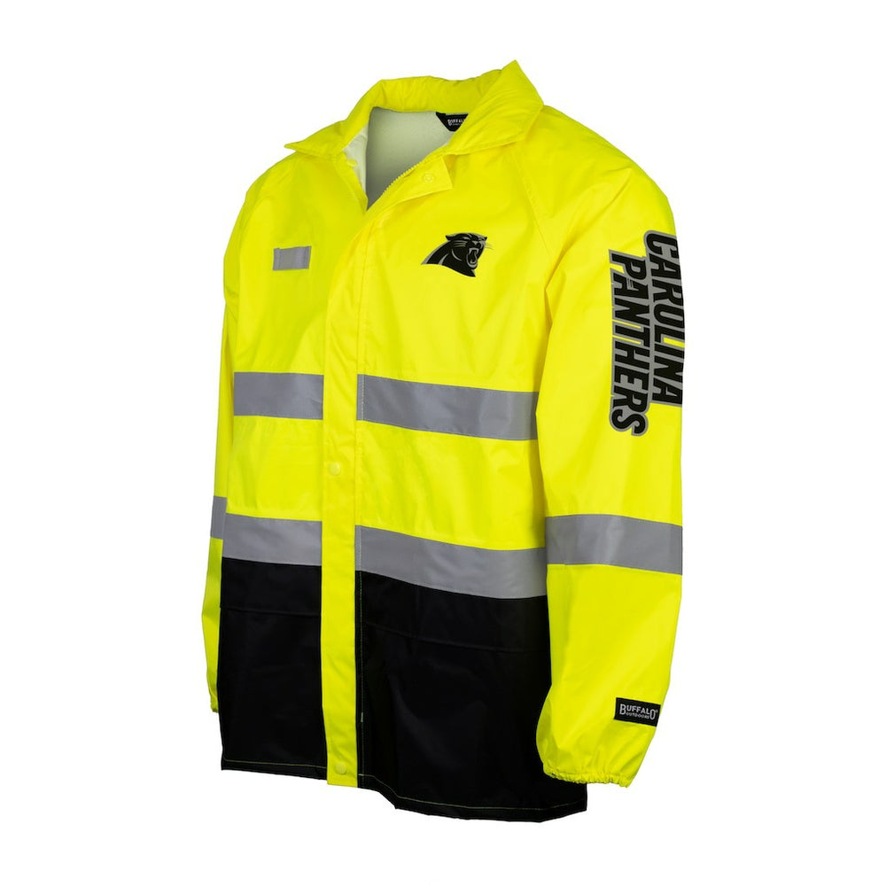 Carolina Panthers Hi-Vis Safety Waterproof Rainshell Full-Zip Hooded Jacket - Yellow Jackets