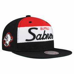 Buffalo Sabres Mitchell & Ness Retro Script Colorblock Snapback Hat - Black | US 202950556