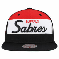 Buffalo Sabres Mitchell & Ness Retro Script Colorblock Snapback Hat - Black | US 202950556