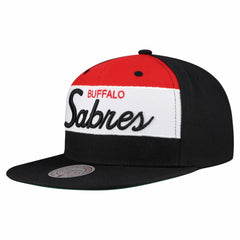 Buffalo Sabres Mitchell & Ness Retro Script Colorblock Snapback Hat - Black | US 202950556