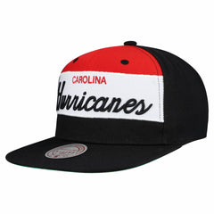 Carolina Hurricanes Mitchell & Ness Retro Script Colorblock Snapback Hat - Black | US 202950557