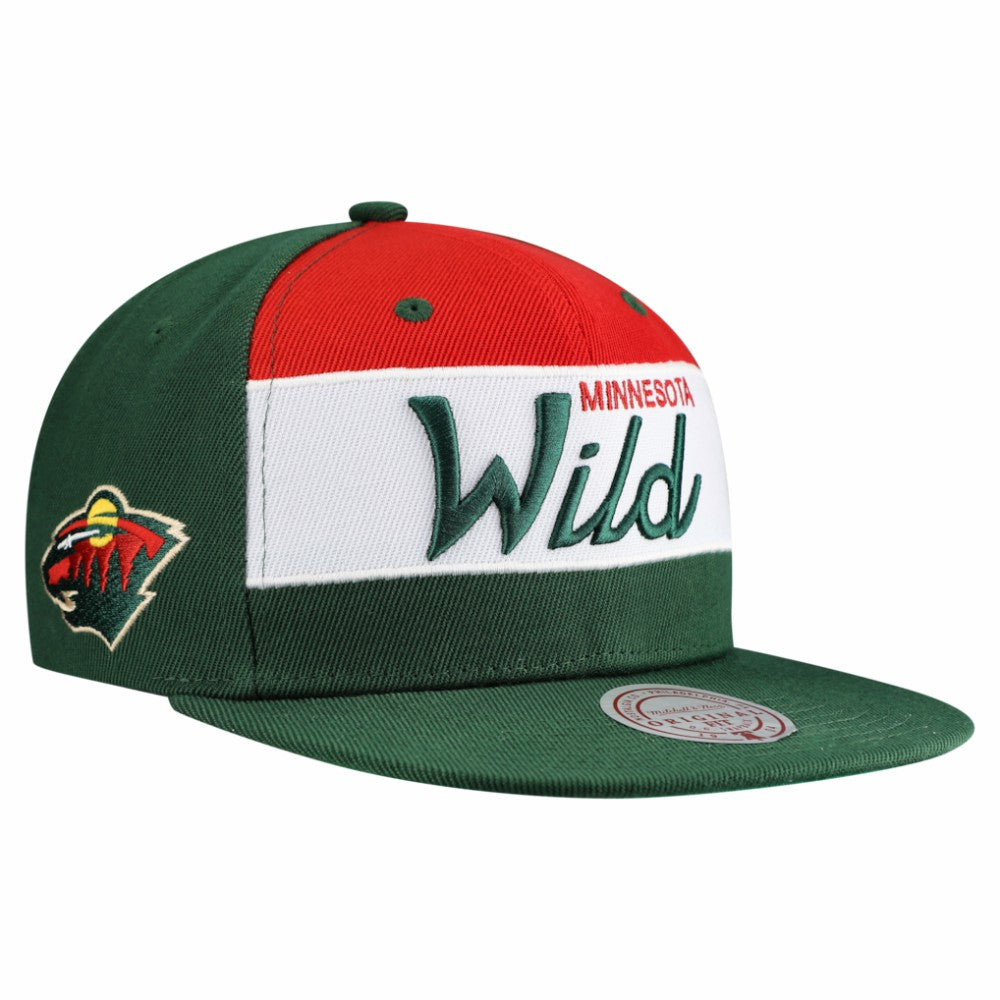 Minnesota Wild Mitchell & Ness Retro Script Colorblock Snapback Hat - Green | US 202950561