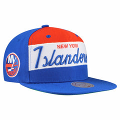 New York Islanders Mitchell & Ness Retro Script Colorblock Snapback Hat - Royal | US 202950562