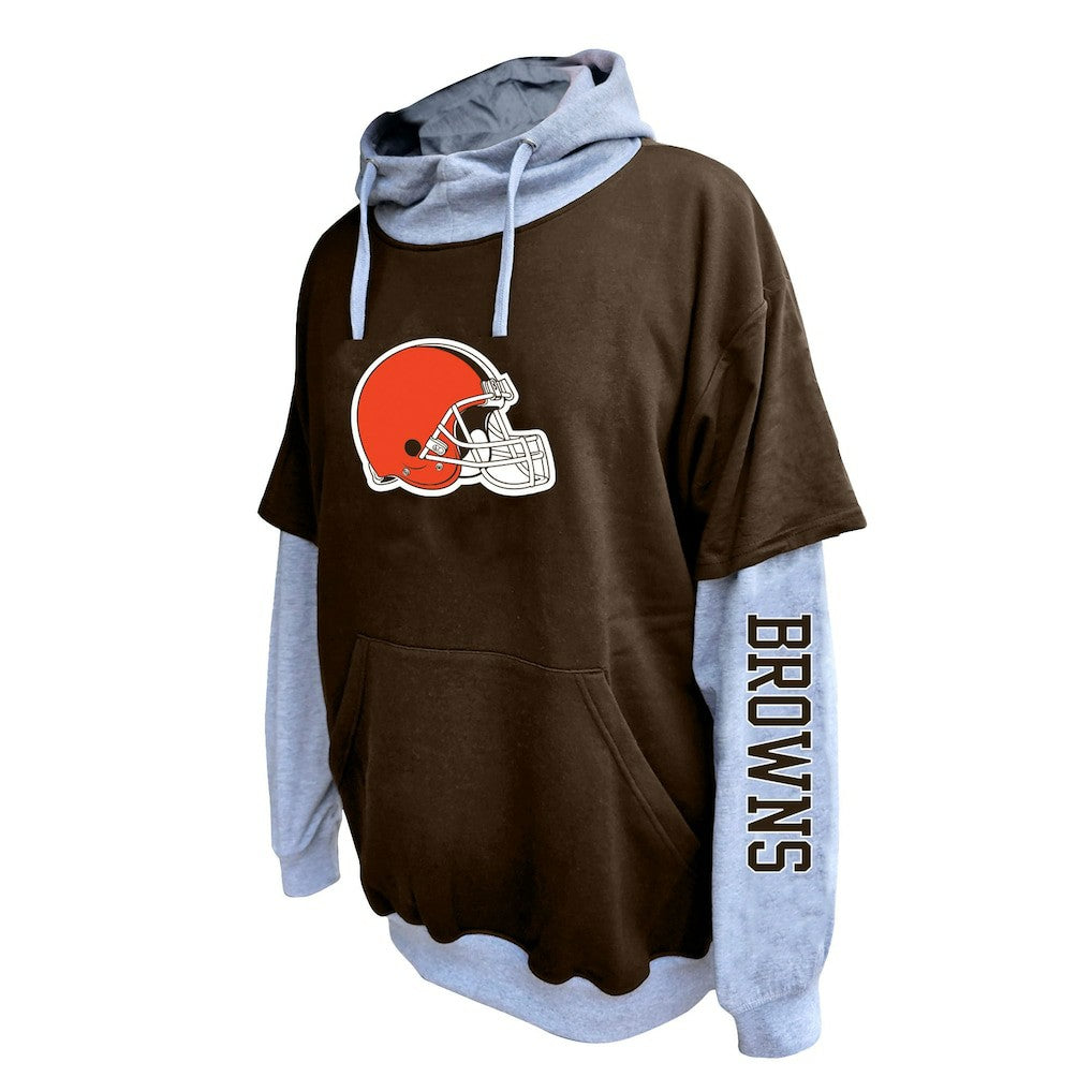 Cleveland Browns Big & Tall Twofer Pullover Hoodie - Brown/Heather Gray Hoodies