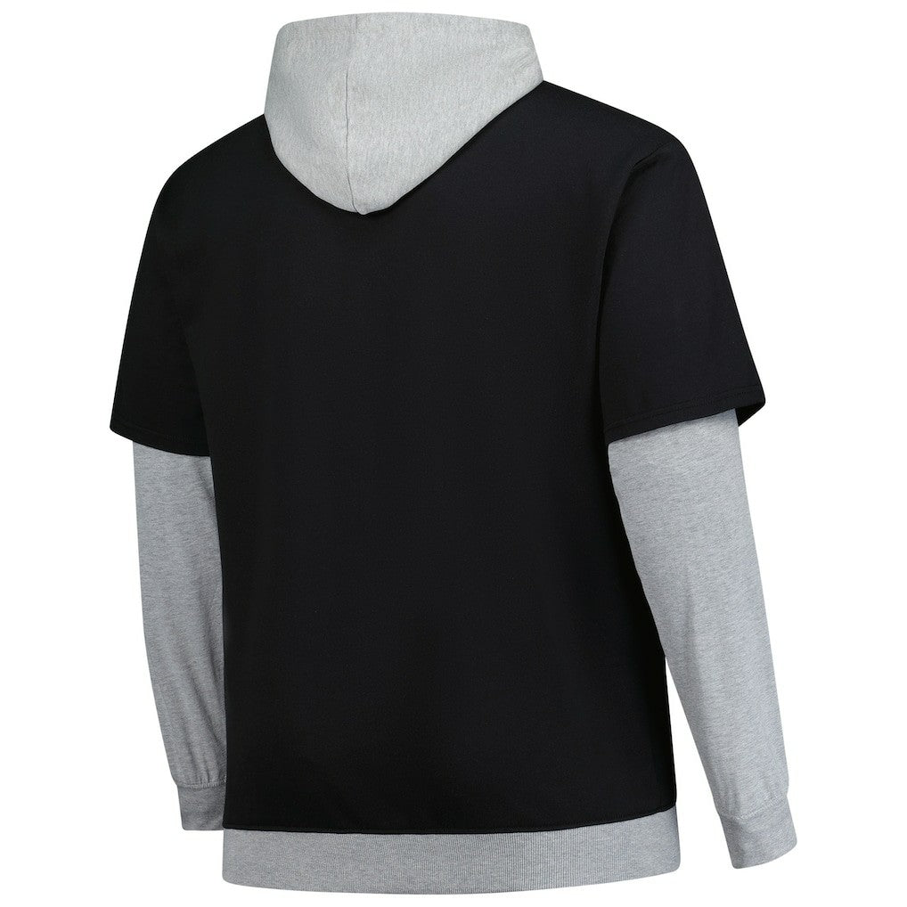 Pittsburgh Steelers Big & Tall Twofer Pullover Hoodie - Black/Heather Gray Hoodies