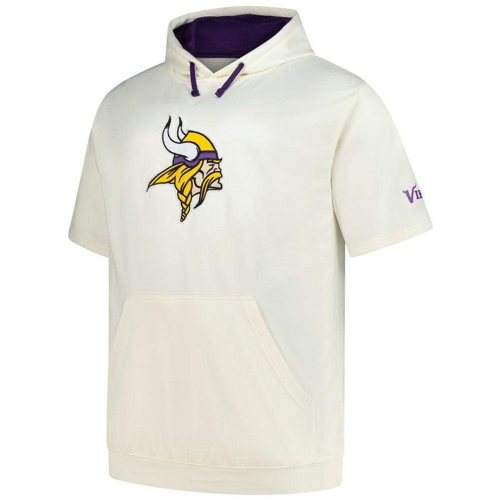 Minnesota Vikings Profile Big & Tall Chest Print and Logo Short Sleeve Pullover Hoodie - Oatmeal Hoodies