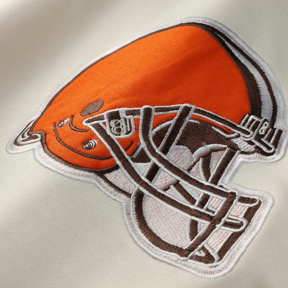Cleveland Browns Profile Big & Tall Chest Print and Logo Short Sleeve Pullover Hoodie - Oatmeal Hoodies