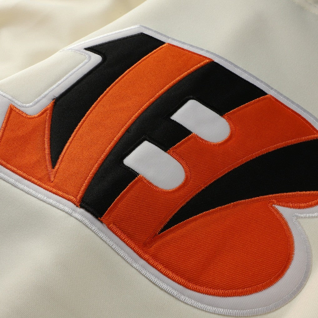 Cincinnati Bengals Profile Big & Tall Chest Print and Logo Short Sleeve Pullover Hoodie - Oatmeal Hoodies