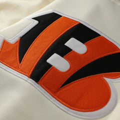 Cincinnati Bengals Profile Big & Tall Chest Print and Logo Short Sleeve Pullover Hoodie - Oatmeal Hoodies