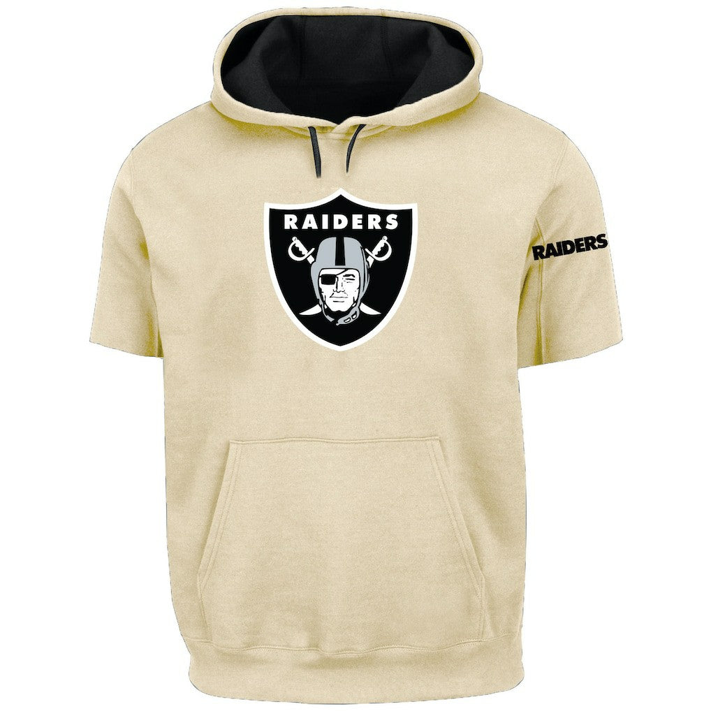 Las Vegas Raiders Profile Big & Tall Chest Print and Logo Short Sleeve Pullover Hoodie - Oatmeal Hoodies