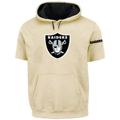 Las Vegas Raiders Profile Big & Tall Chest Print and Logo Short Sleeve Pullover Hoodie - Oatmeal Hoodies