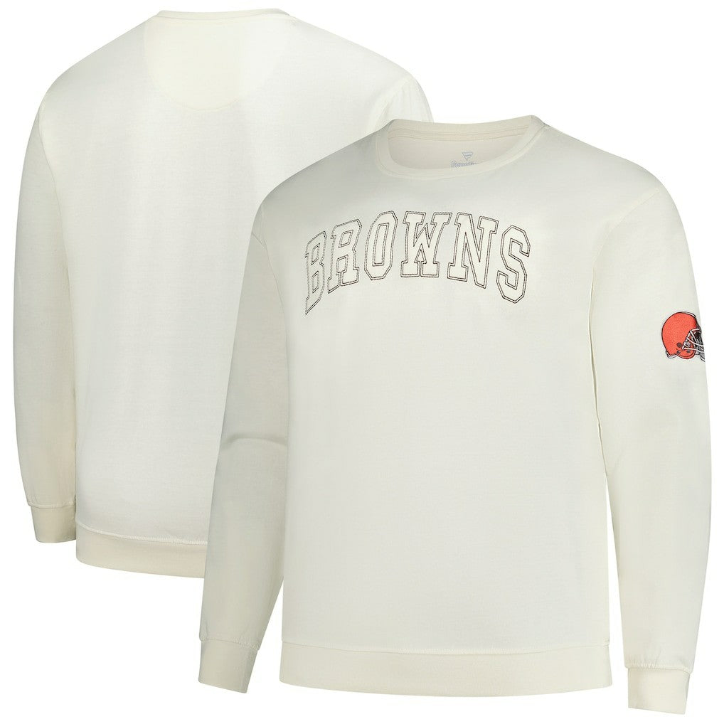 Cleveland Browns Profile Big & Tall Fleece Sweatshirt - Cream Sweatshirts