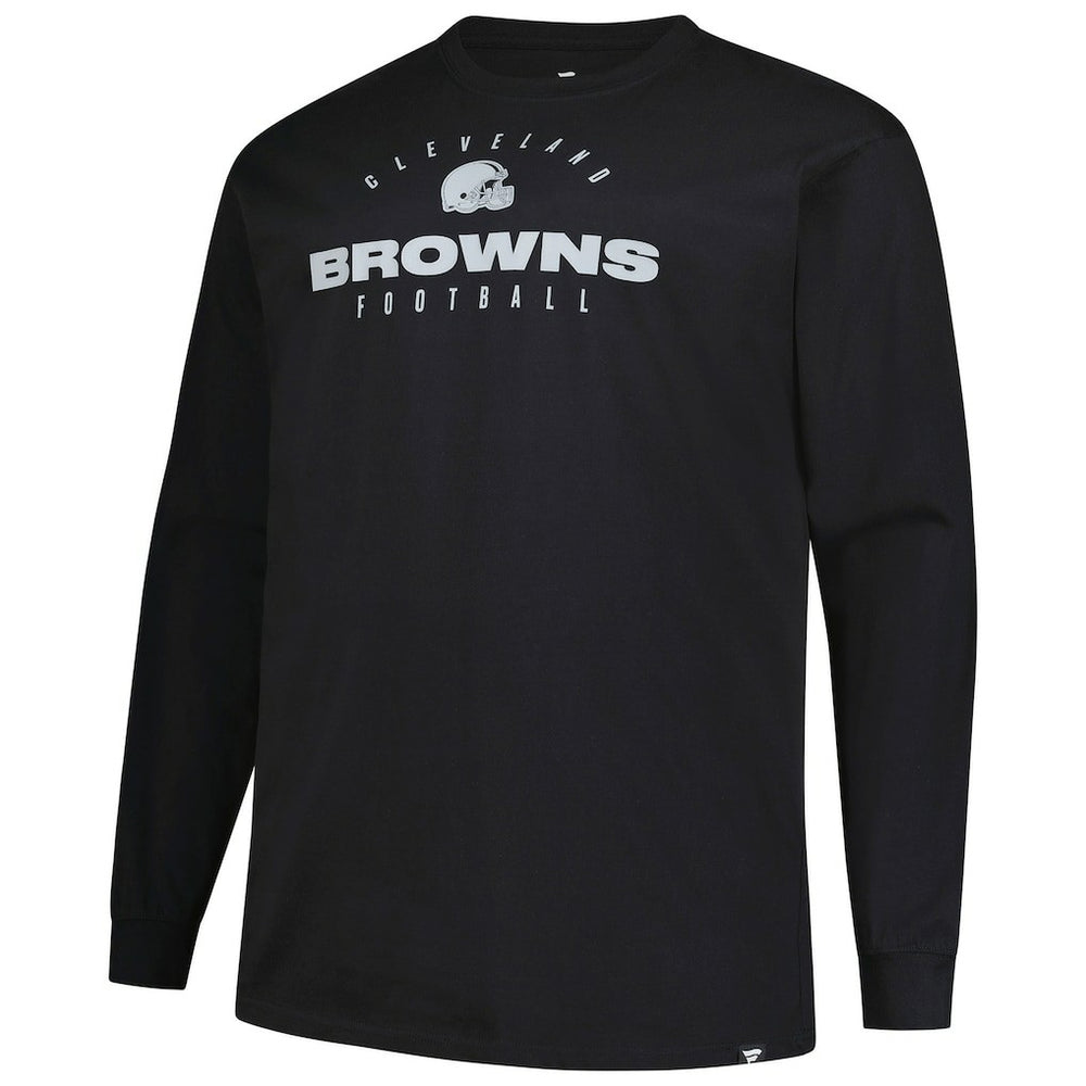 Cleveland Browns Big & Tall Coverage Scheme Long Sleeve T-Shirt - Black T-shirts