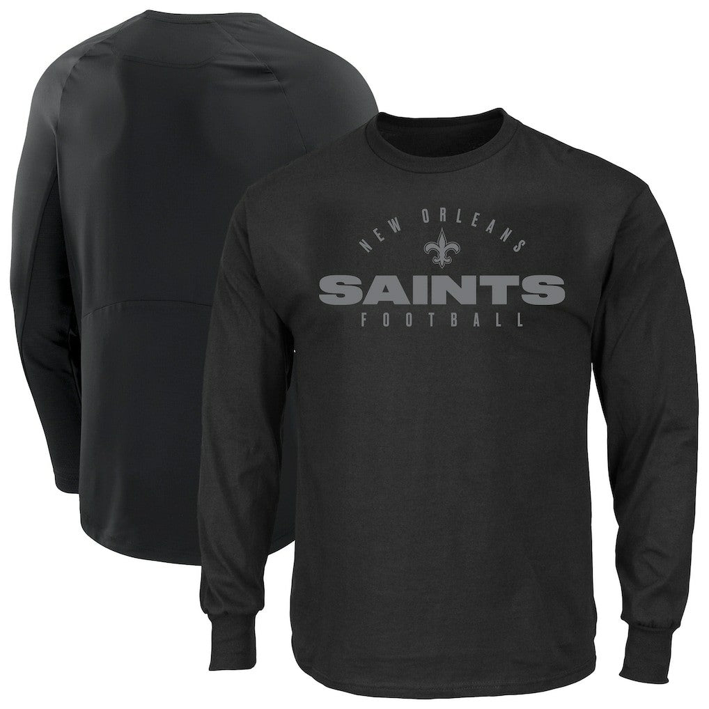 New Orleans Saints Big & Tall Coverage Scheme Long Sleeve T-Shirt - Black T-shirts