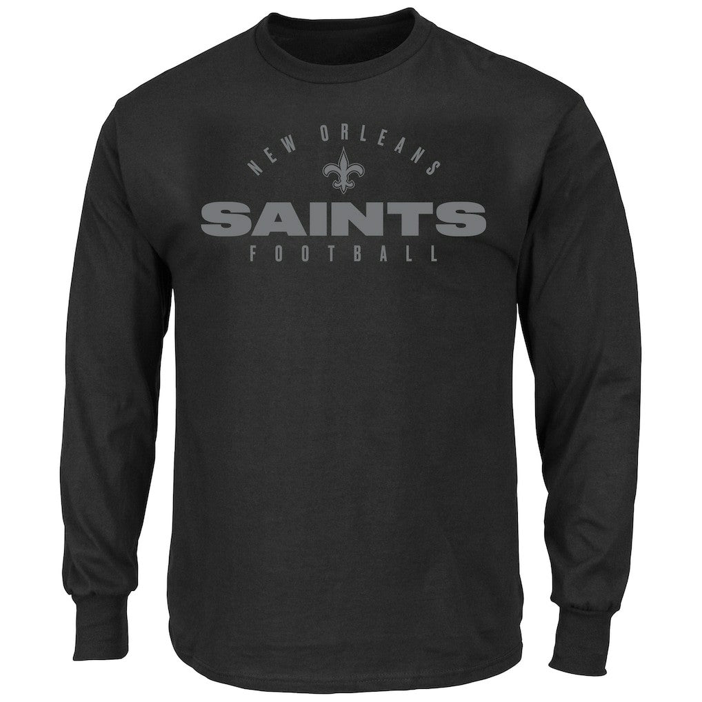 New Orleans Saints Big & Tall Coverage Scheme Long Sleeve T-Shirt - Black T-shirts