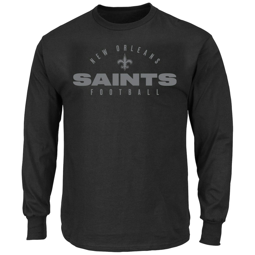 New Orleans Saints Big & Tall Coverage Scheme Long Sleeve T-Shirt - Black T-shirts