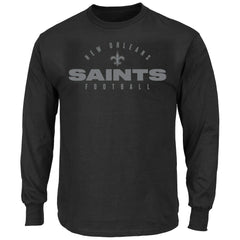 New Orleans Saints Big & Tall Coverage Scheme Long Sleeve T-Shirt - Black T-shirts