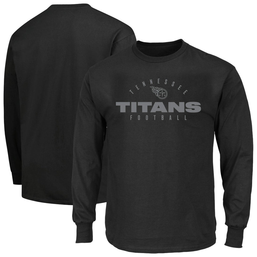 Tennessee Titans Big & Tall Coverage Scheme Long Sleeve T-Shirt - Black T-shirts