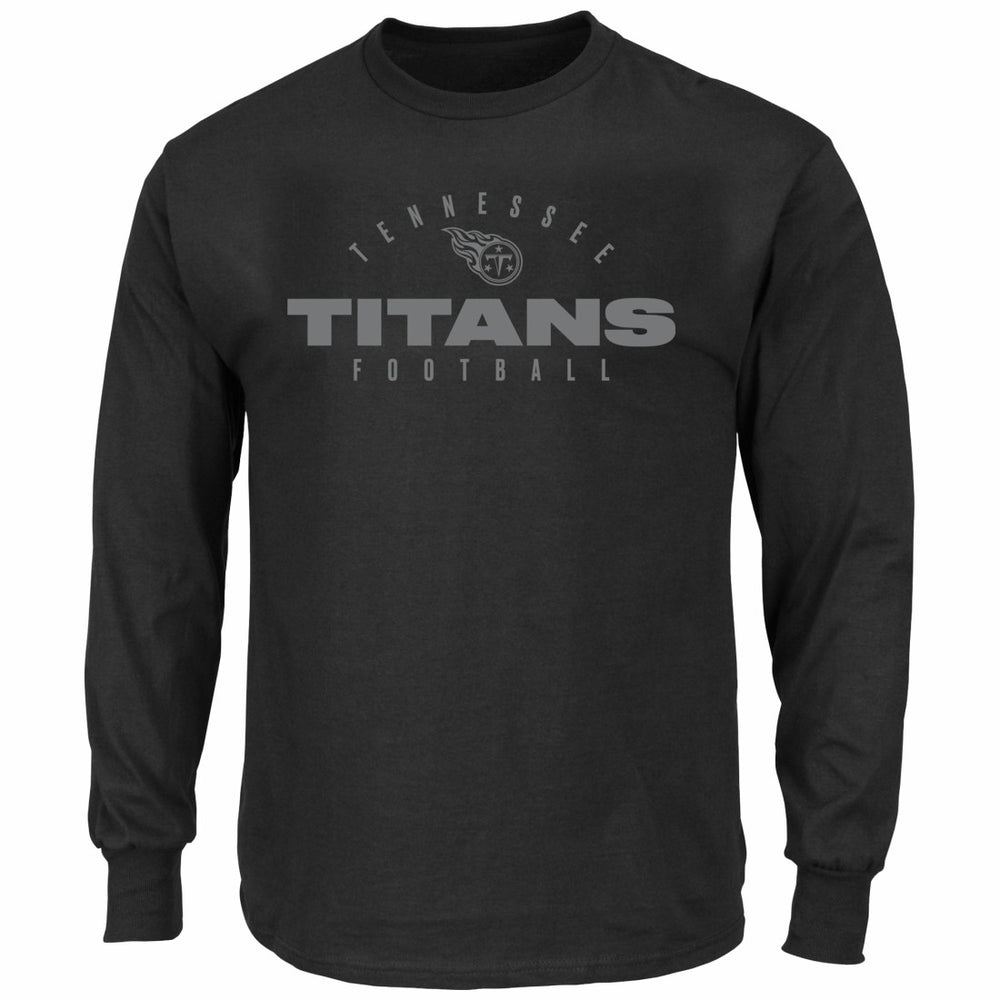 Tennessee Titans Big & Tall Coverage Scheme Long Sleeve T-Shirt - Black T-shirts