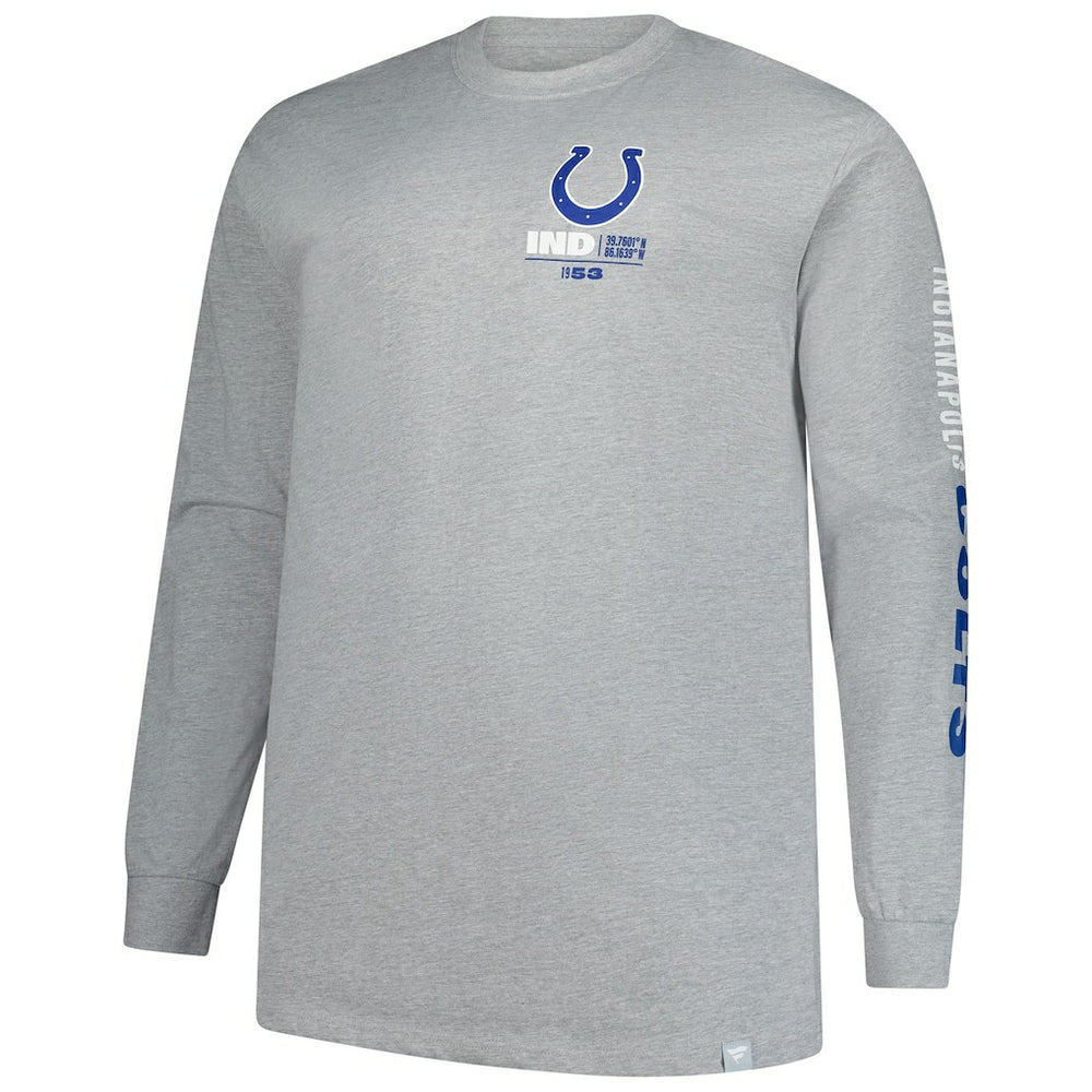 Indianapolis Colts Big & Tall Clock Management Legacy Long Sleeve T-Shirt - Heather Gray T-shirts