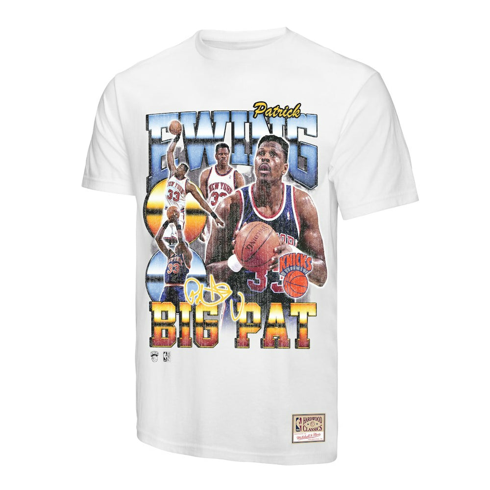 Patrick Ewing New York Knicks Hardwood Classics Commemorative Player Collage T-Shirt White - Mitchell & Ness