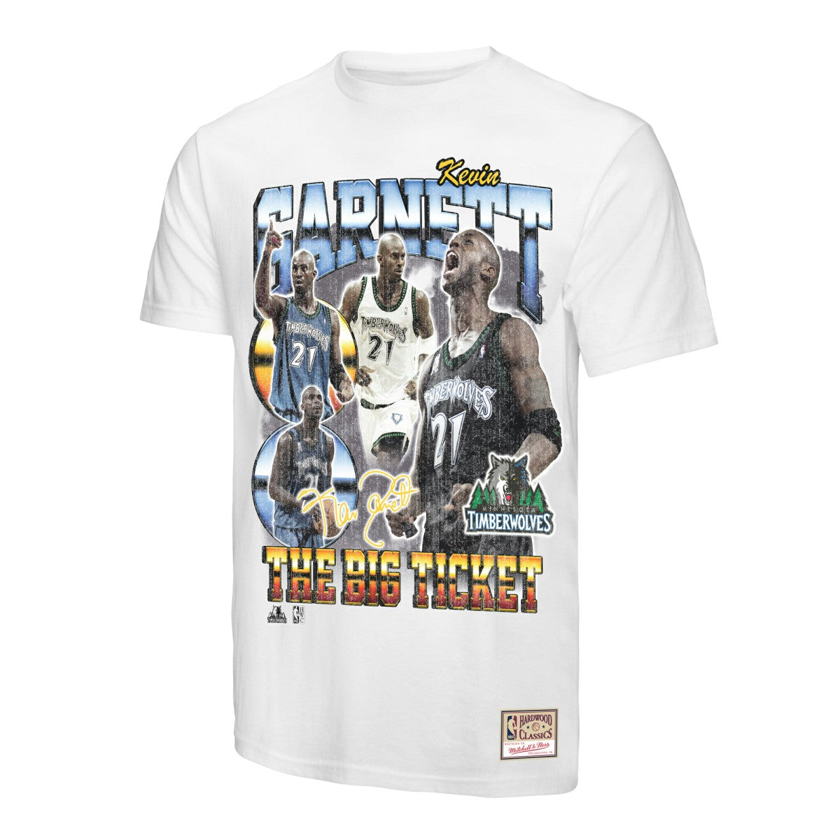 Kevin Garnett Minnesota Timberwolves Hardwood Classics Commemorative Player Collage T-Shirt White - Mitchell & Ness