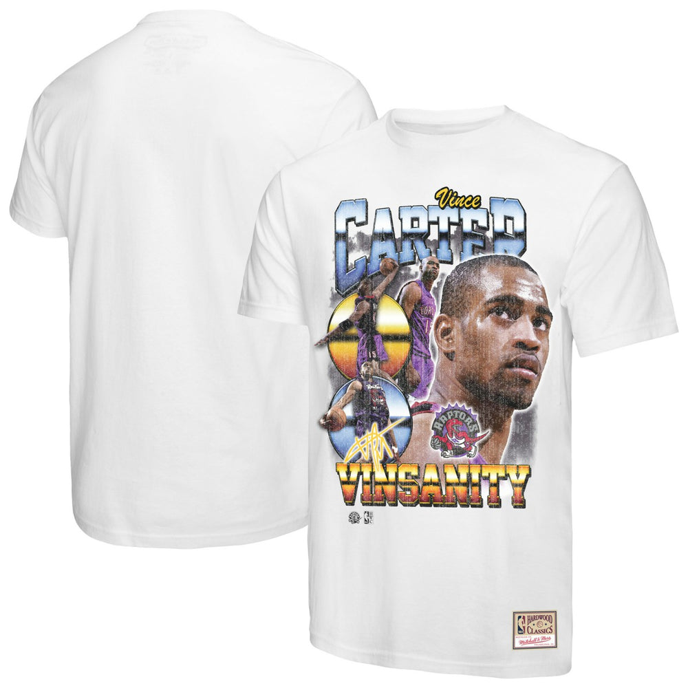 Vince Carter Toronto Raptors Hardwood Classics Commemorative Player Collage T-Shirt White - Mitchell & Ness