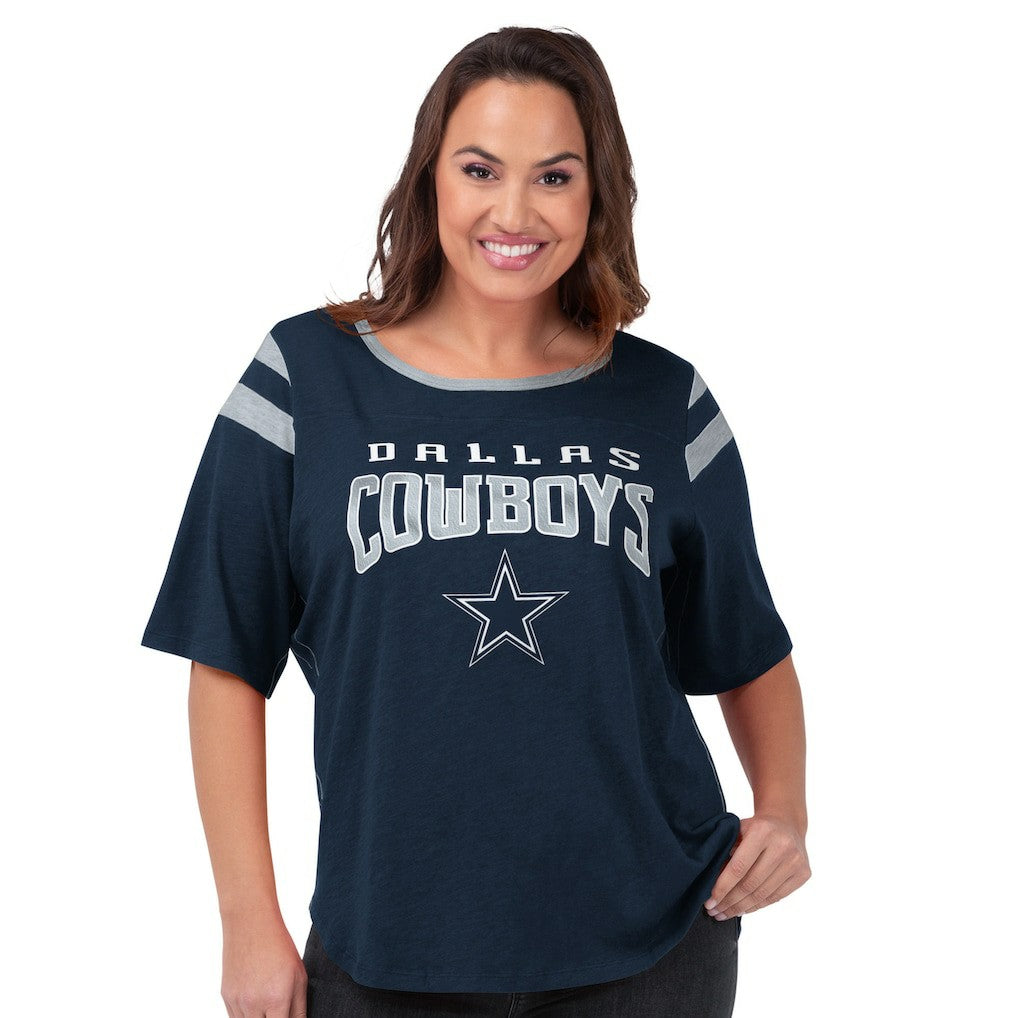 Dallas Cowboys G-III 4Her by Carl Banks Women's Plus Size Linebacker T-Shirt - Navy T-shirts