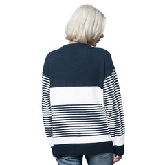 Dallas Cowboys Starter Women's No Huddle Striped V-Neck Sweater - Navy