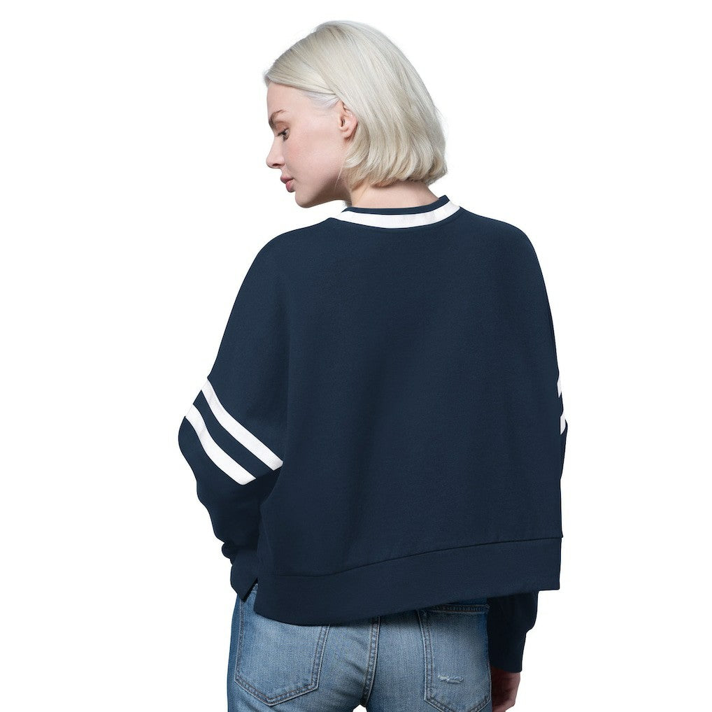 Dallas Cowboys Starter Women's Rally Drop Shoulder Cropped Sweatshirt - Navy Sweatshirts
