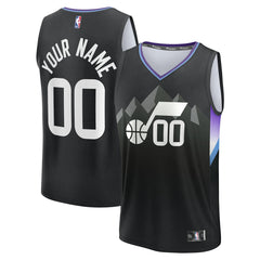 Utah Jazz Youth Fast Break Custom Replica Jersey Black Statement Edition - Fanatics