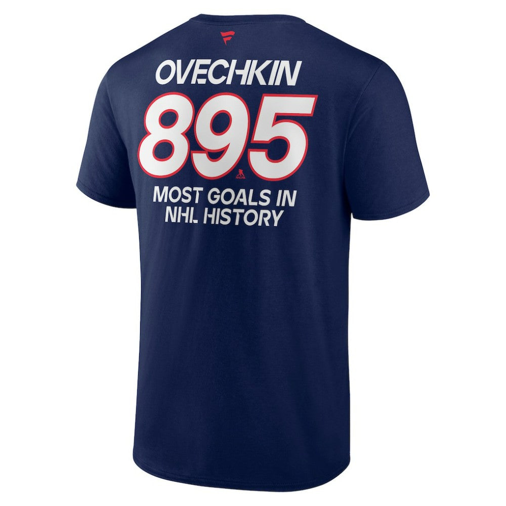 Alexander Ovechkin Washington Capitals Fanatics Most Goals in NHL History T-Shirt - Navy | US 202976005