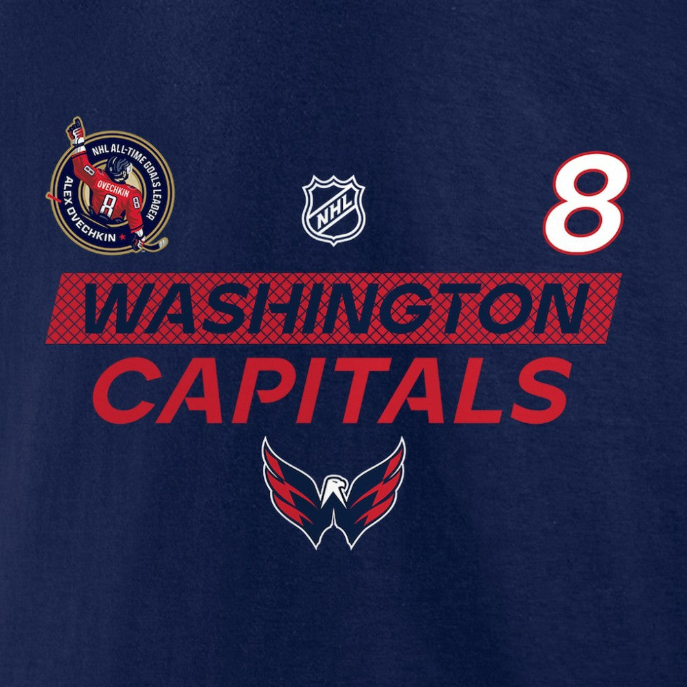 Alexander Ovechkin Washington Capitals Fanatics Most Goals in NHL History T-Shirt - Navy | US 202976005
