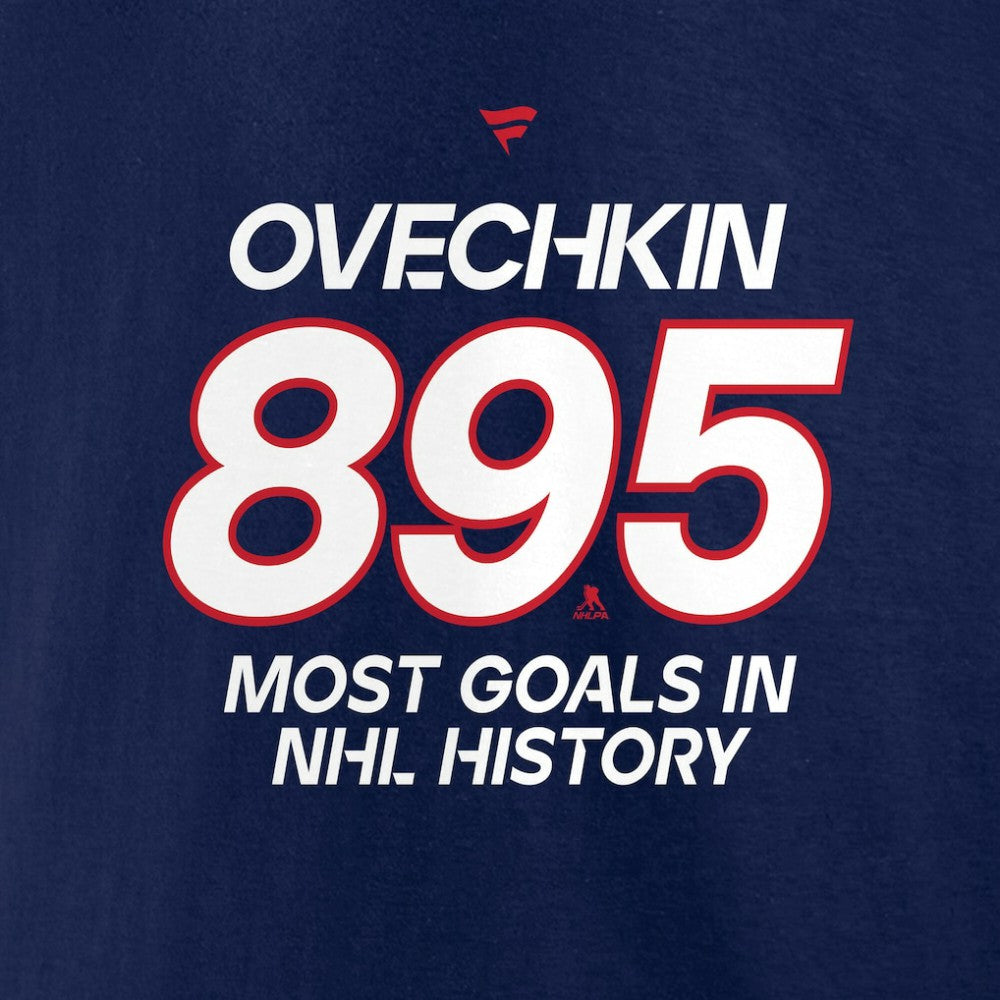 Alexander Ovechkin Washington Capitals Fanatics Most Goals in NHL History T-Shirt - Navy | US 202976005