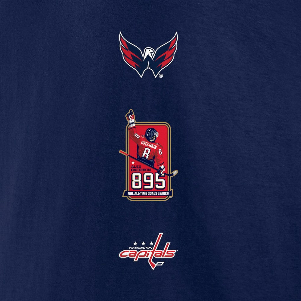 Alexander Ovechkin Washington Capitals Fanatics NHL All-Time Leading Goal Scorer Badges Long Sleeve T-Shirt - Athletic Navy | US 202976008