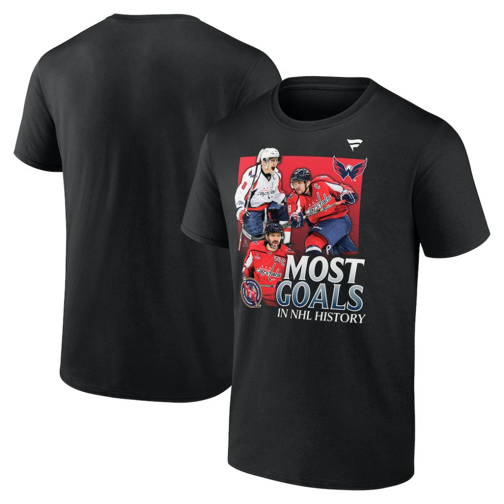 Alexander Ovechkin Washington Capitals Fanatics Most Goals Evolution of 895 T-Shirt - Black | US 202976015