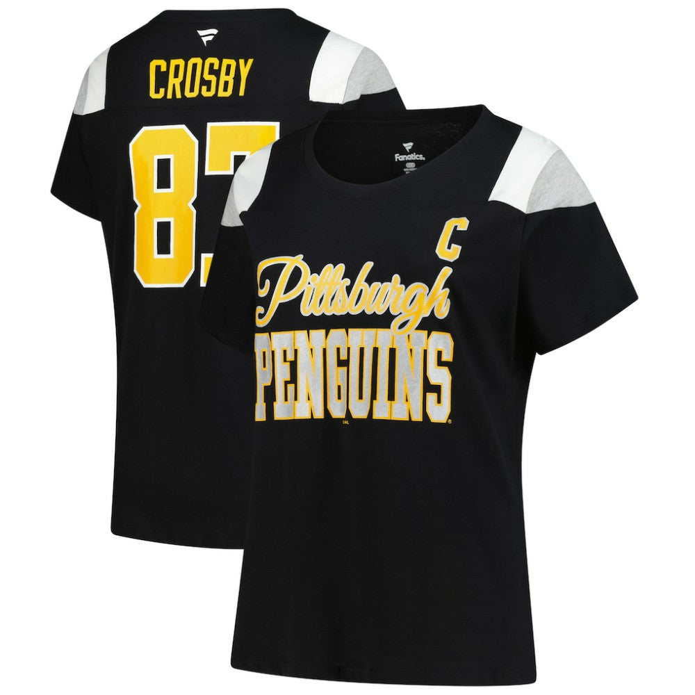 Sidney Crosby Pittsburgh Penguins Fanatics Women's Plus Size Name & Number Scoop Neck T-Shirt - Black | US 202983341