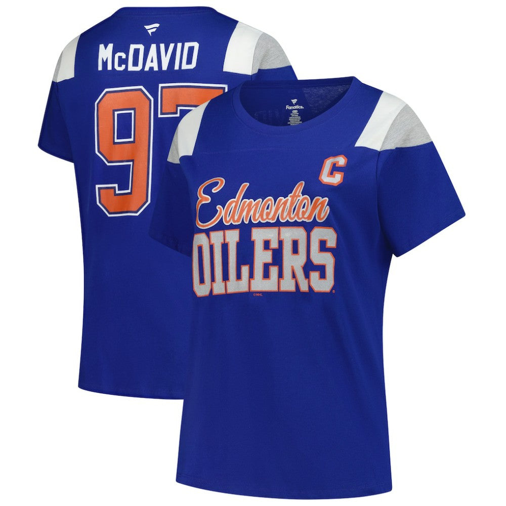 Connor McDavid Edmonton Oilers Fanatics Women's Plus Size Name & Number Scoop Neck T-Shirt - Royal | US 202983344