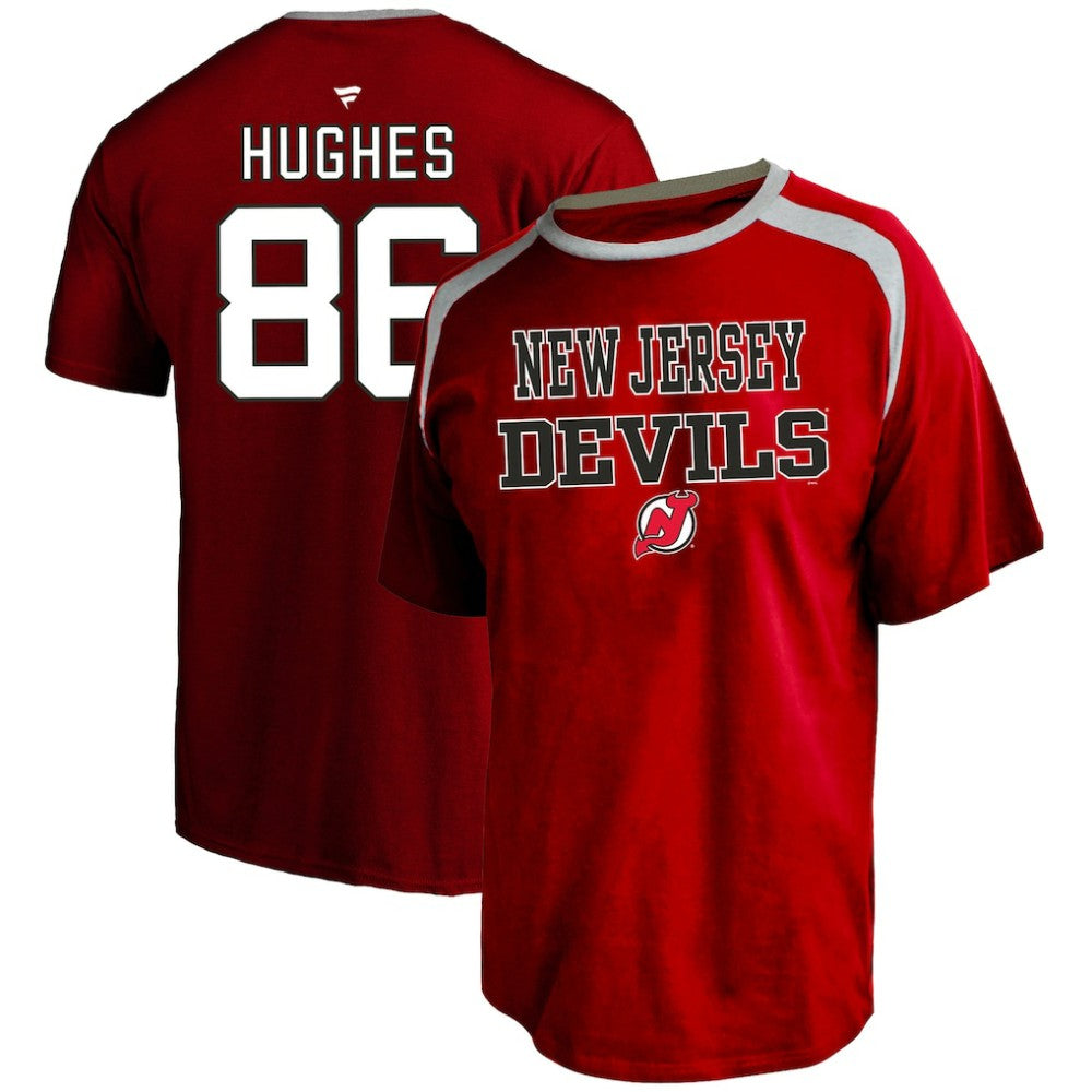 Jack Hughes New Jersey Devils Profile Big & Tall Name & Number T-Shirt - Red | US 202983347