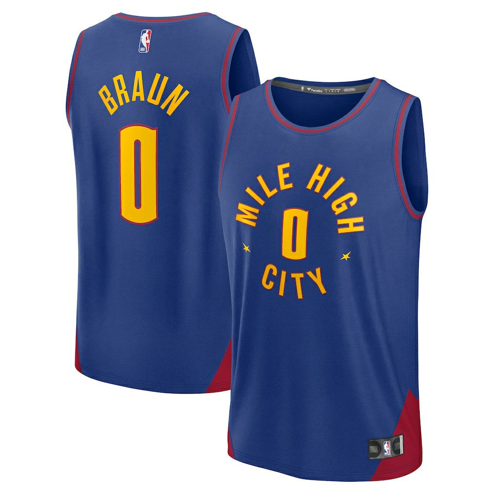 Christian Braun Denver Nuggets Fast Break Replica Player Jersey Statement Editi- Blue - Fanatics