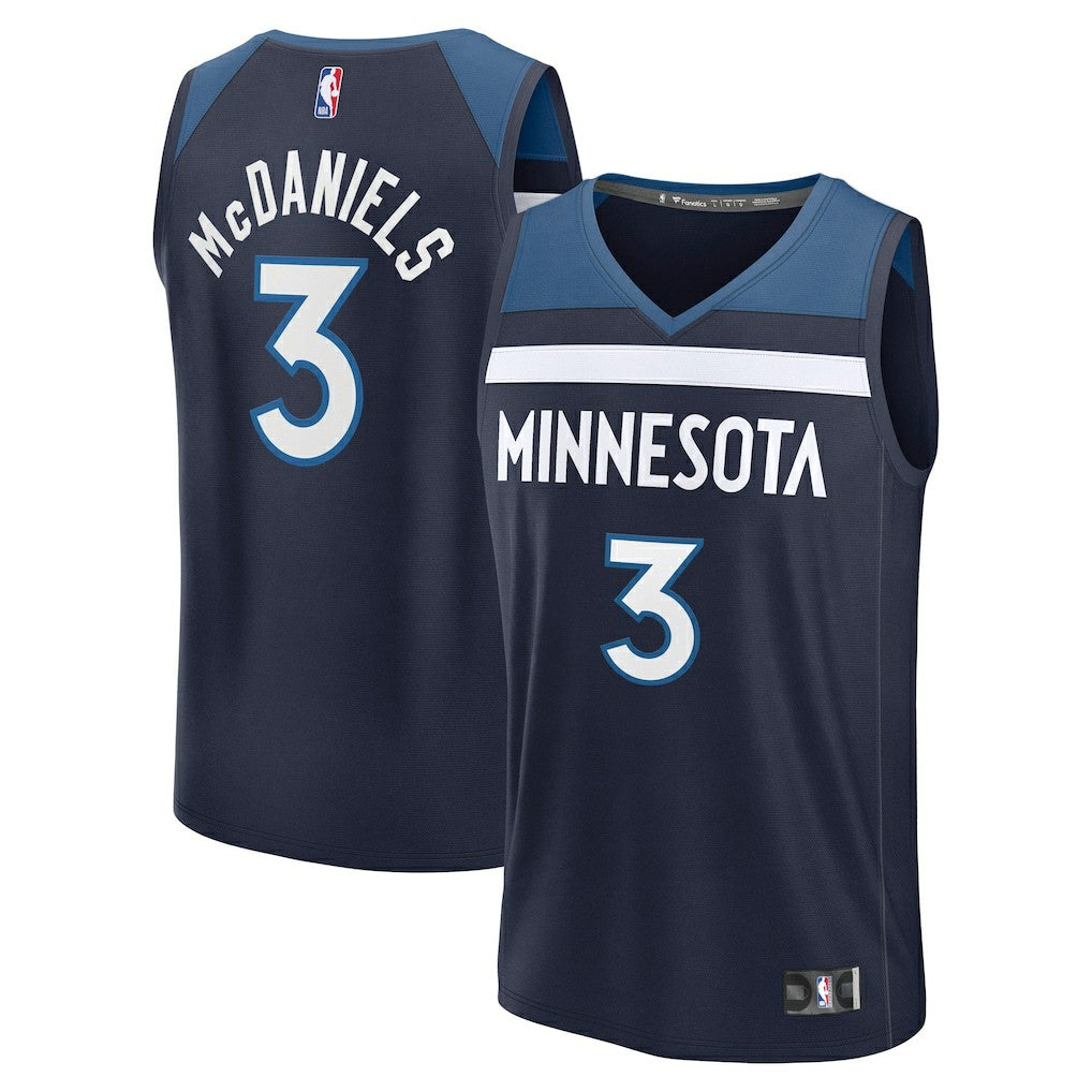 Jaden McDaniels Minnesota Timberwolves Fast Break Replica Player Jersey Icon Edition Navy - Fanatics