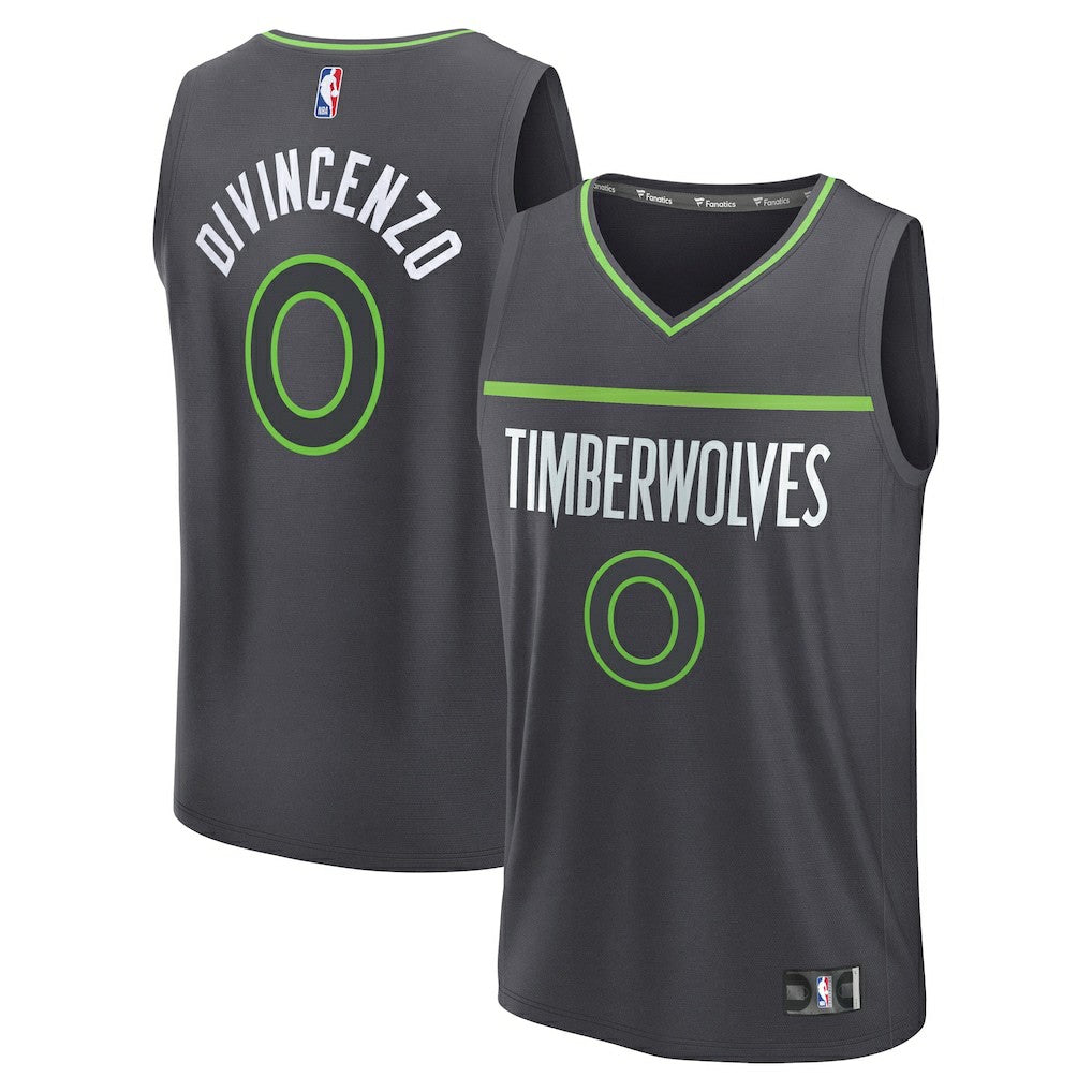 Donte DiVincenzo Minnesota Timberwolves Fast Break Replica Player Jersey Statement Edition Charcoal - Fanatics