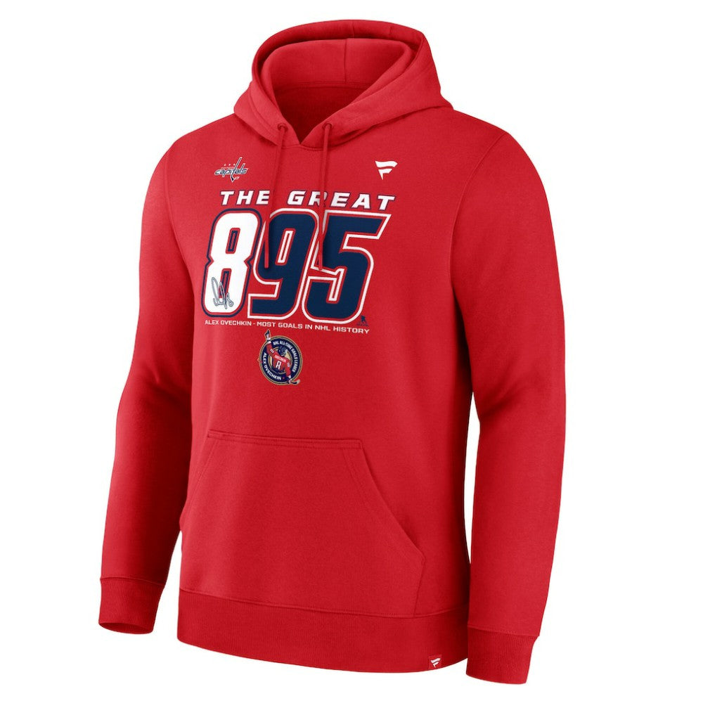 Alexander Ovechkin Washington Capitals Fanatics NHL All-Time Leading Goal Scorer The Great 895 Pullover Hoodie - Athletic Red | US 202983970