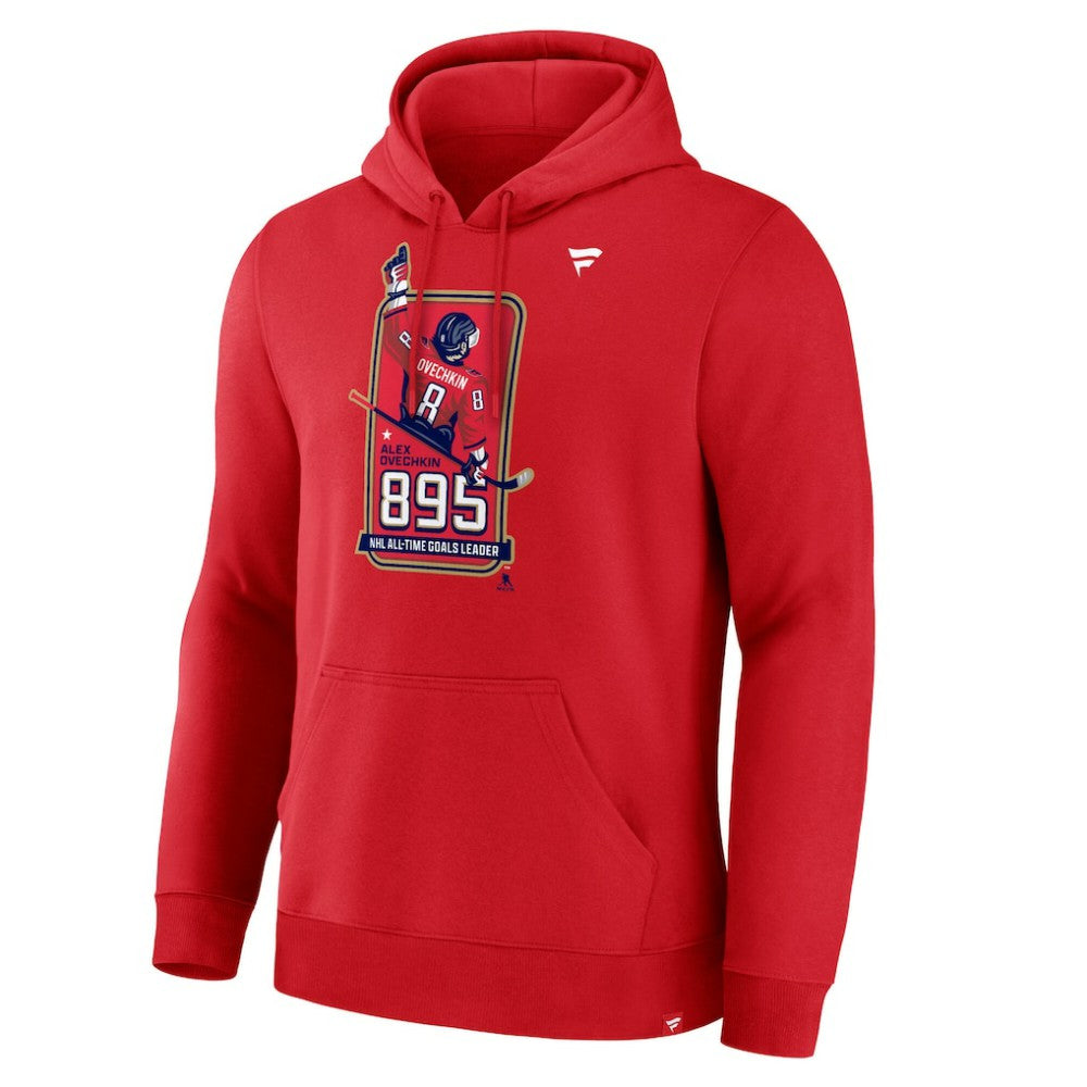 Alexander Ovechkin Washington Capitals Fanatics NHL All-Time Leading Goal Scorer 895 Logo Pullover Hoodie - Athletic Red | US 202983971