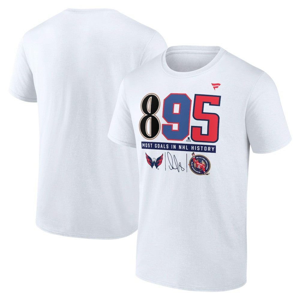 Alexander Ovechkin Washington Capitals NHL All-Time Leading Goal Scorer 895 T-Shirt - White | US 202984227