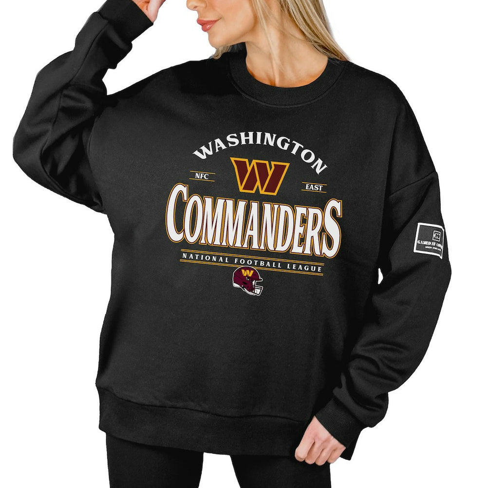 Washington Commanders Gameday Couture Women's Oversized Players Only Black Label Pullover Sweatshirt - Black Pullover
