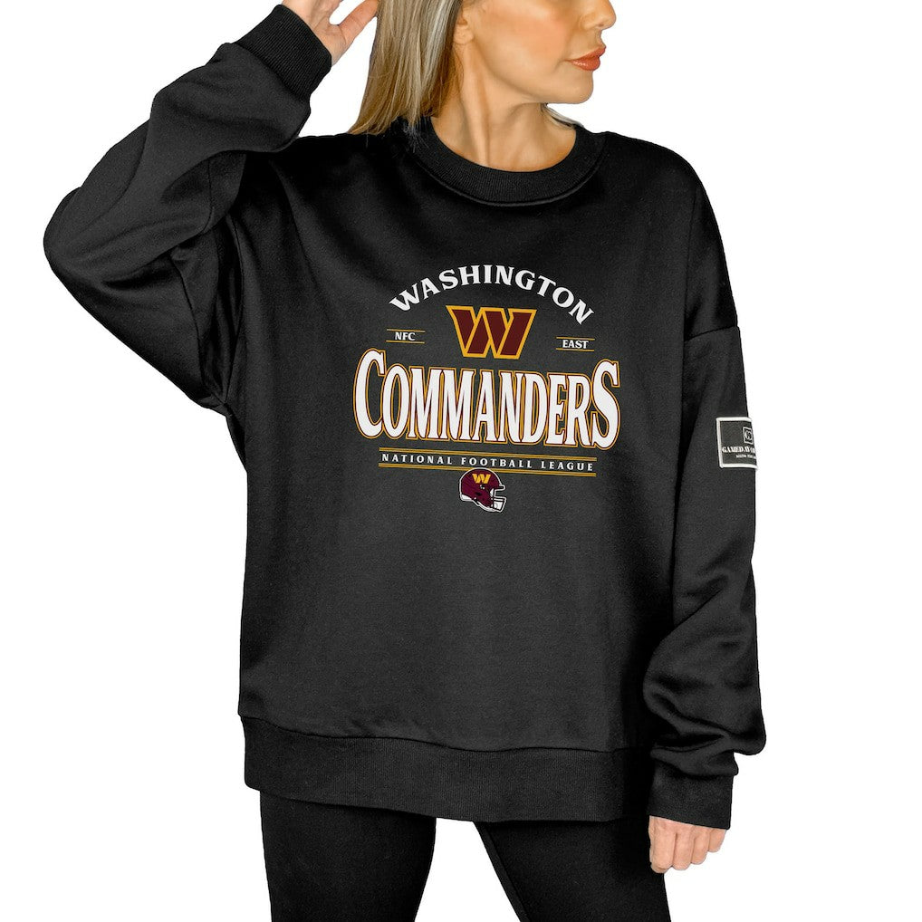 Washington Commanders Gameday Couture Women's Oversized Players Only Black Label Pullover Sweatshirt - Black Pullover